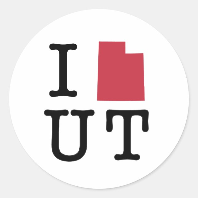I Love Utah Classic Round Sticker (Front)