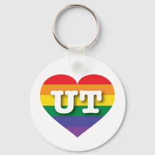 I Love Utah Rainbow Heart Key Ring