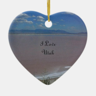 I Love Utah Salt Flats Ceramic Tree Decoration