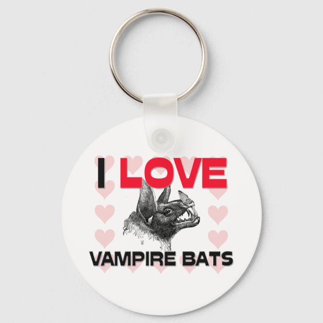 I Love Vampire Bats Key Ring (Front)