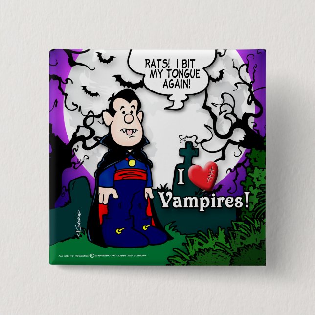 I Love Vampires 15 Cm Square Badge (Front)