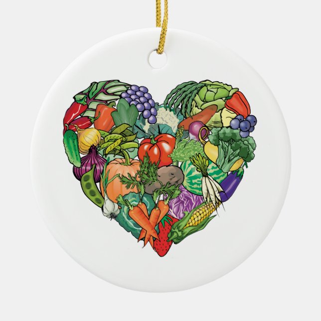 I Love Veggies Ceramic Tree Decoration (Front)