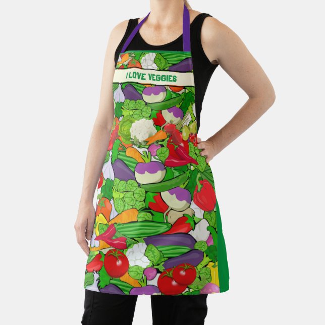 I LOVE VEGGIES Colorful Vegetables Apron (Insitu)
