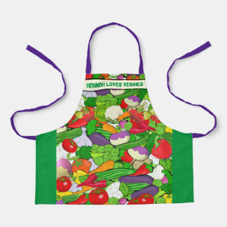 I LOVE VEGGIES Colorful Vegetables Kids' Apron