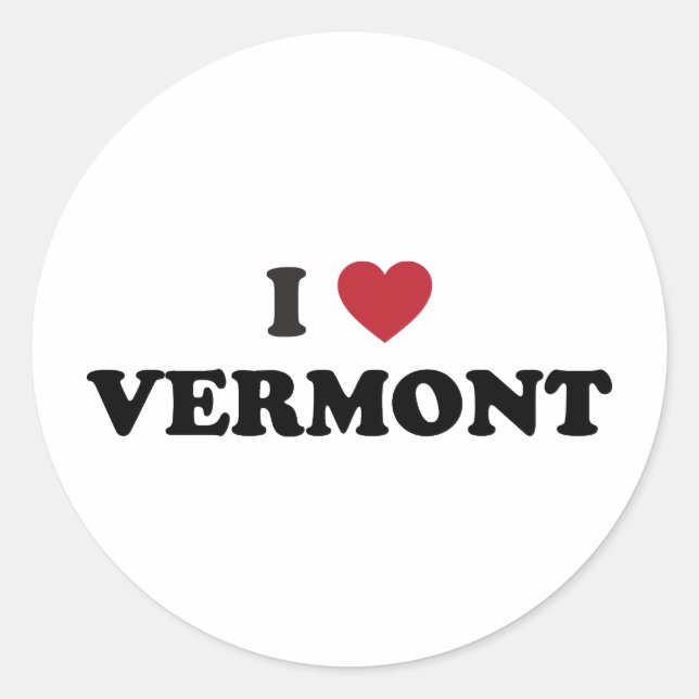 I Love Vermont Classic Round Sticker (Front)