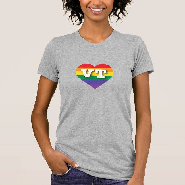 I Love Vermont Rainbow Heart T-Shirt (Front)