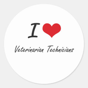 I love Veterinarian Technicians Classic Round Sticker