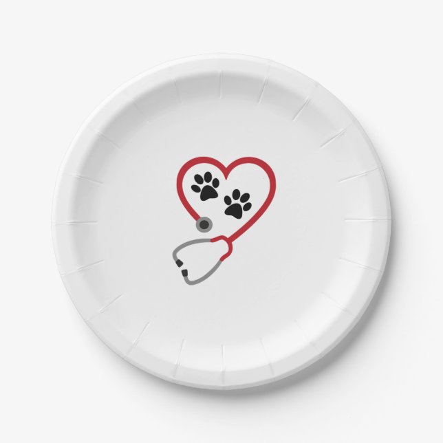 I love Veterinary Medicine Paper Plate (Front)