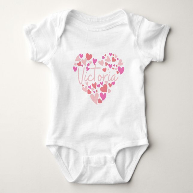 I love Victoria hearts in pink Baby Bodysuit (Front)