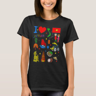 I love Vietnam  Hand drawn Vietnamese Landmarks  f T-Shirt