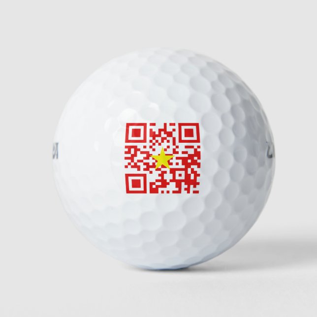I Love Vietnam (Tôi Yêu Việt Nam) Flag QR Code Golf Balls (Front)