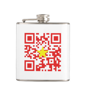 I Love Vietnam (Tôi Yêu Việt Nam) Flag QR Code Hip Flask