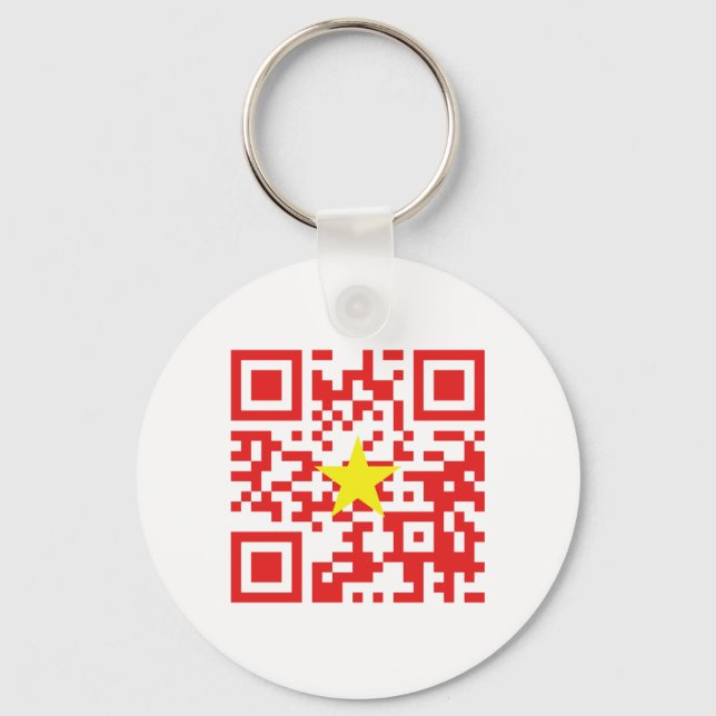 I Love Vietnam (Tôi Yêu Việt Nam) Flag QR Code Key Ring (Front)