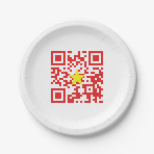 I Love Vietnam (Tôi Yêu Việt Nam) Flag QR Code Paper Plate