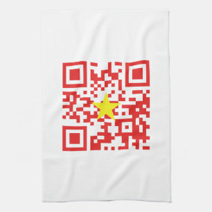 I Love Vietnam (Tôi Yêu Việt Nam) Flag QR Code Tea Towel