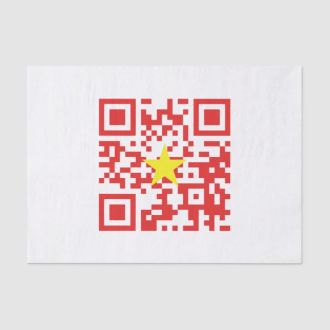 I Love Vietnam (Tôi Yêu Việt Nam) Flag QR Code Tissue Paper (Front)