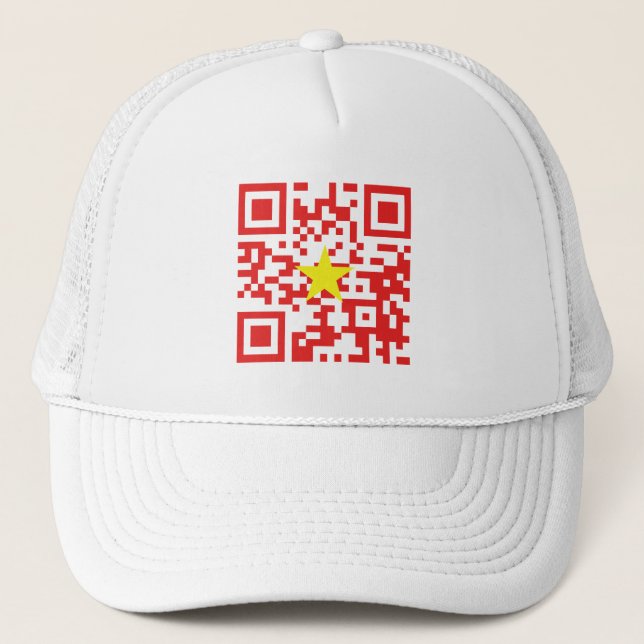 I Love Vietnam (Tôi Yêu Việt Nam) Flag QR Code Trucker Hat (Front)