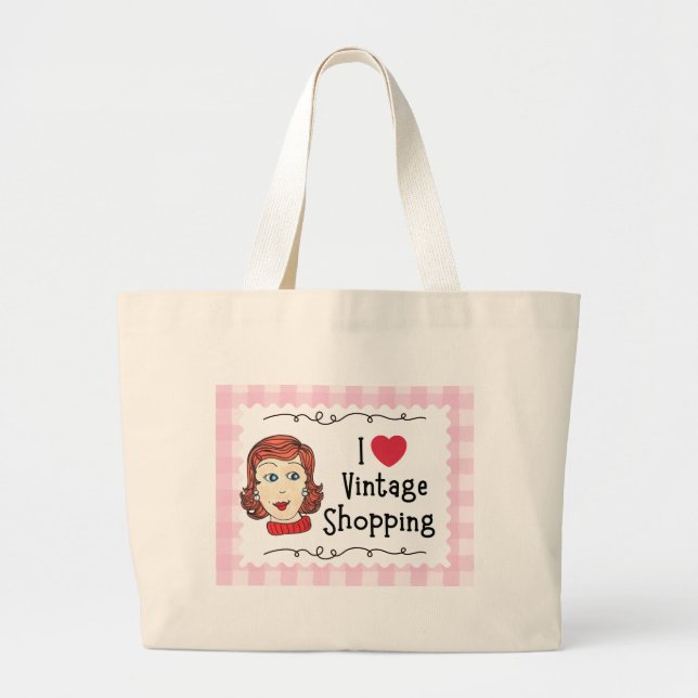 I love Vintage Shopping Tote Bag (Front)