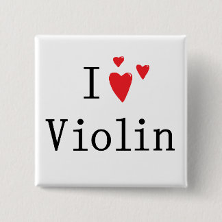 I Love Violin 15 Cm Square Badge
