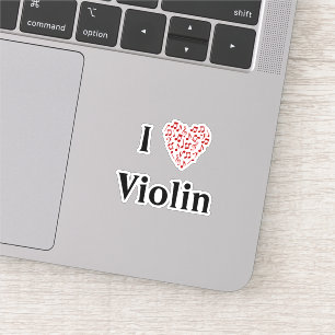I Love Violin Red Heart of Music Notes Vinyl