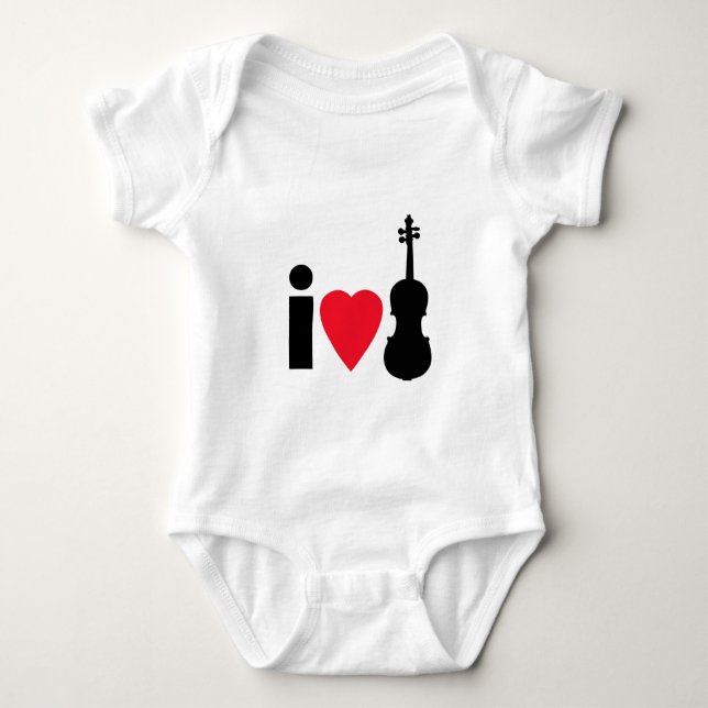 I Love Violins Baby Bodysuit (Front)