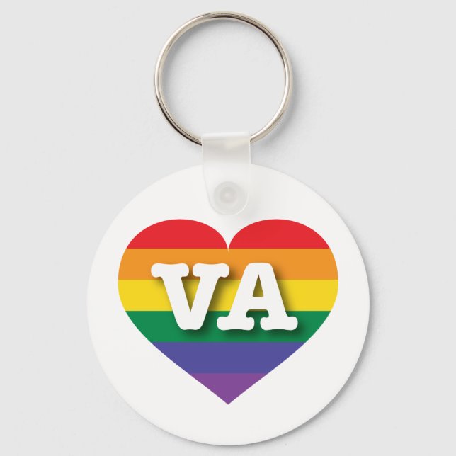 I Love Virginia Rainbow Heart Key Ring (Front)