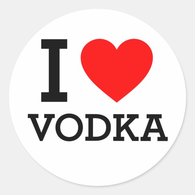 I Love Vodka Classic Round Sticker (Front)