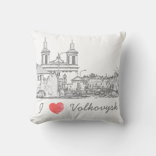 I Love Volkovysk Belarus Architecture Cathedral Cushion