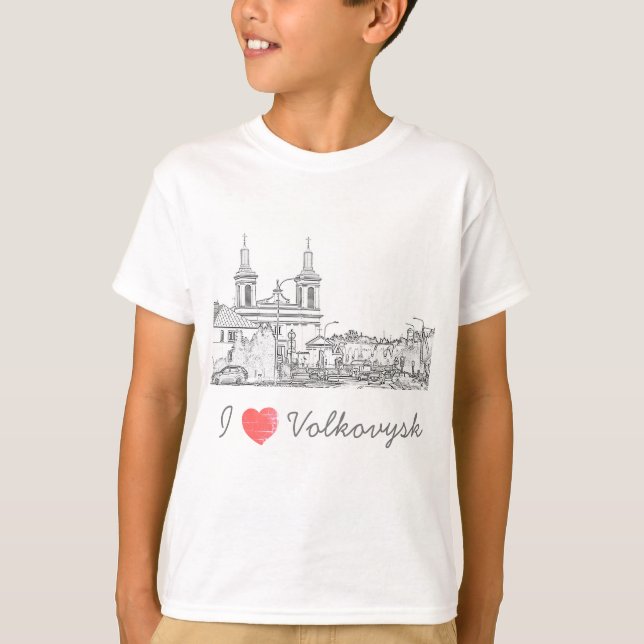 I Love Volkovysk Belarus Architecture Cathedral T-Shirt (Front)