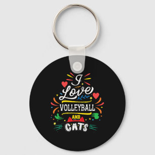 I Love Volleyball And Cats - Volleyball Gifts For  Key Ring
