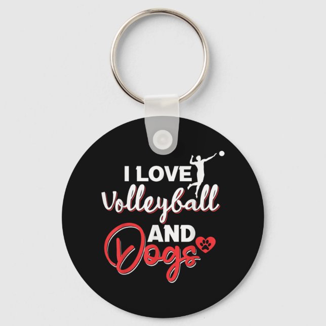 I love volleyball and dogs  key ring (Front)