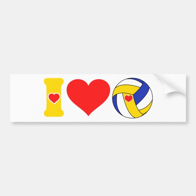I love volleyball  bumper sticker (Front)