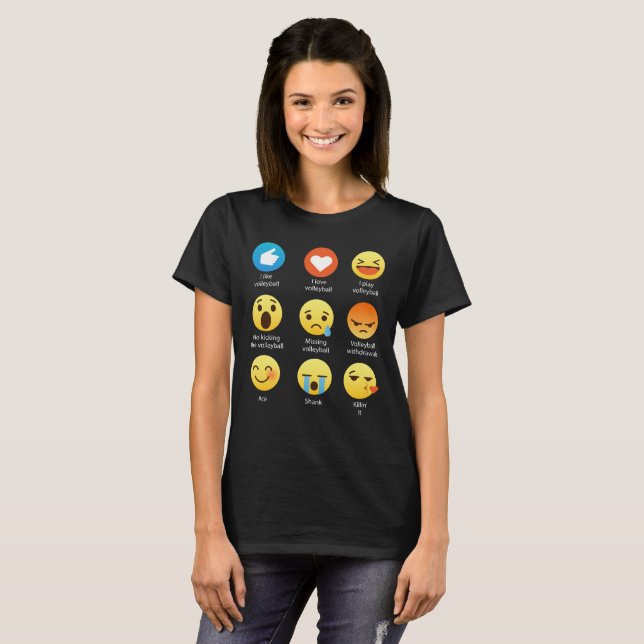 I Love VOLLEYBALL Emoticon (emoji) Social Icon Say T-Shirt (Front Full)
