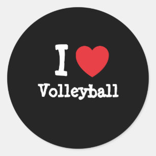I love Volleyball heart custom personalised Classic Round Sticker