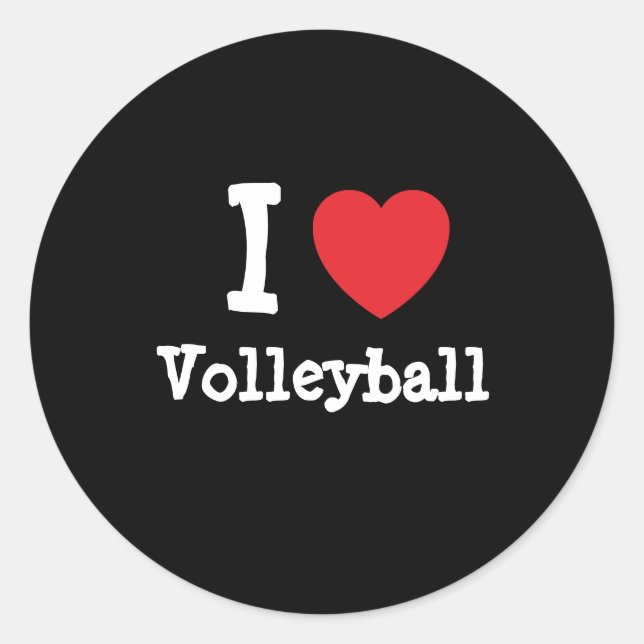 I love Volleyball heart custom personalised Classic Round Sticker (Front)