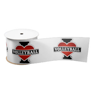I Love Volleyball Satin Ribbon