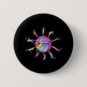 I Love Volleyball Sport Tie Dey Volleyball Fans Te 6 Cm Round Badge