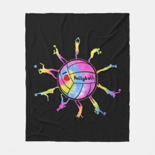 I Love Volleyball Sport Tie Dey Volleyball Fans Te Fleece Blanket