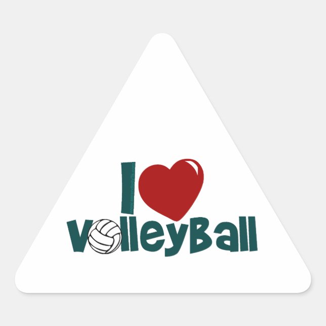 I Love Volleyball Triangle Sticker (Front)