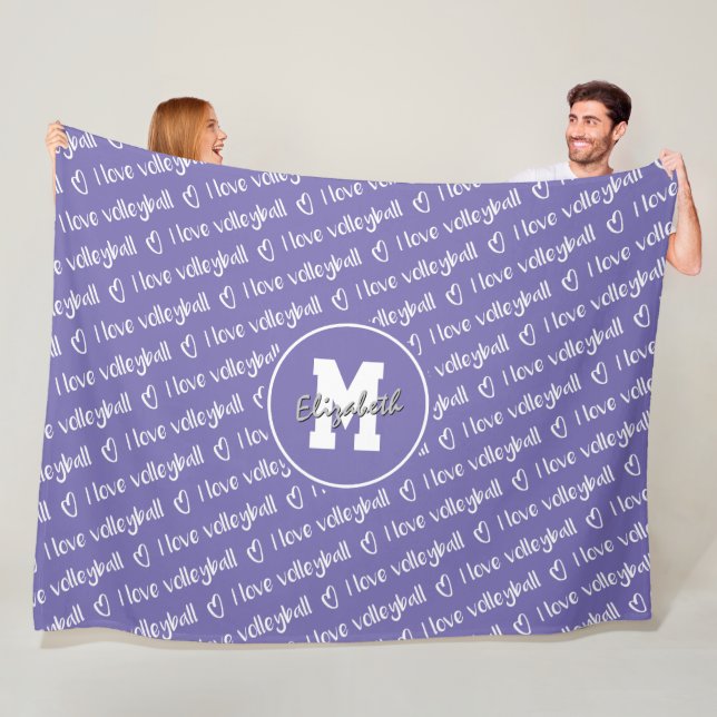 I love volleyball typography lilac ANY colour Fleece Blanket (In Situ)