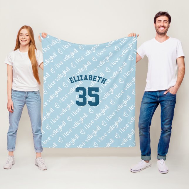 I love volleyball typography pattern any colour fleece blanket (In Situ)
