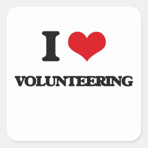 I love Volunteering Square Sticker