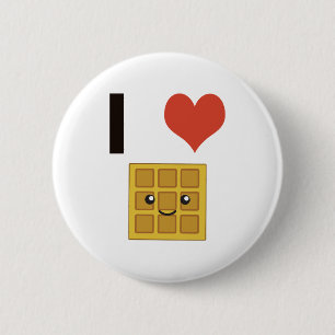I love Waffles 6 Cm Round Badge