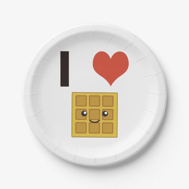 I love Waffles Paper Plate (Front)