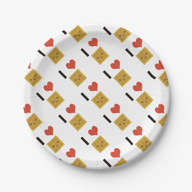 I Love Waffles Paper Plate (Front)