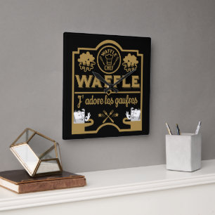 I love Waffles Square Wall Clock