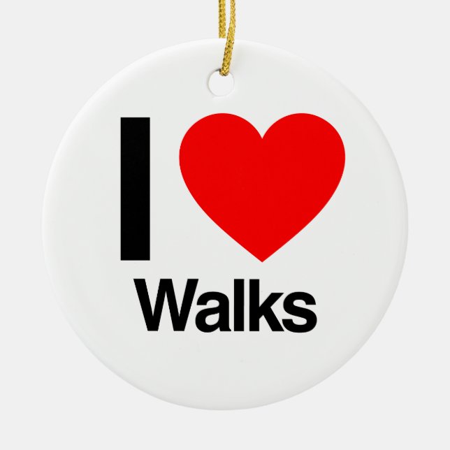i love walks ceramic tree decoration (Front)