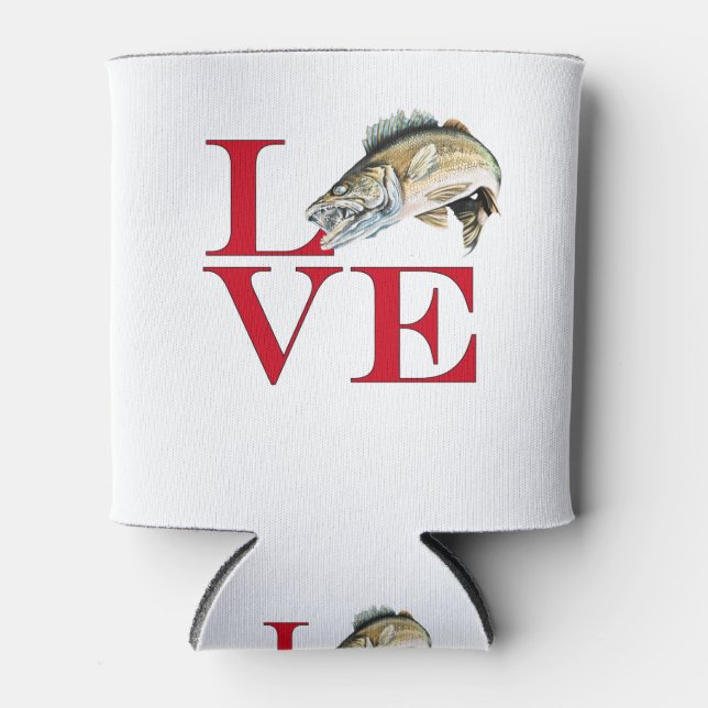 I Love Walleye Can Cooler (Front)