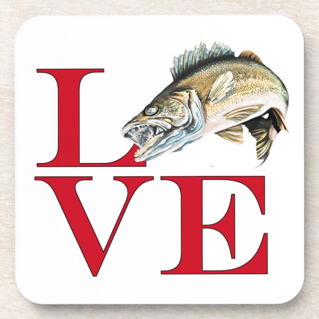 I Love Walleye Coaster (Front)