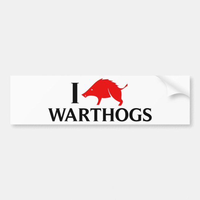 I Love Warthogs Bumper Sticker (Front)
